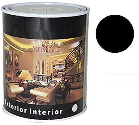 H HANSEL HOME Pintura Esmalte al Disolvente para Madera y Metal, Pintura Alquidica de Rápido Secado para Superfícies Interiores y Exteriores(Negro Mate, 375 ML)