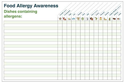 Food allergy awareness safety sign poster - Size 300mm x 200mm - Self adhesive vinyl sticker - Helps customers to know which dishes contain food allergens (1)
