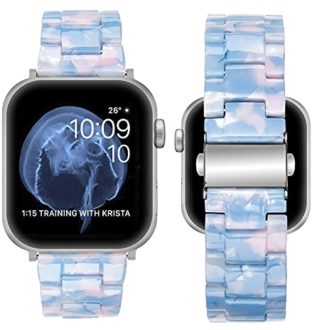 SEURE Kompatibel mit Apple Watch Armband 38mm 40mm 41mm 42mm Damen Herren Resin Harz Ersatzarmband Leicht Ersatz für Watch Series 10 9 8 7 6 SE 5 4 3 2 1 Himmel Blau