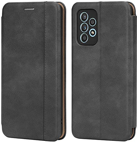 Leaum Handyhülle für Samsung A52 Hülle Leder, Samsung A52S Tasche mit [Kartenfach] [Magnet] [Stand] Stoßfeste Klapphülle Schutzhülle für Samsung Galaxy A52 / A52S (6,5 Zoll) - Dunkelgrau