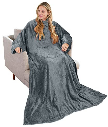 Catalonia Classy Decke mit ärmeln Geschenk für Erwachsene Frauen Herren, Extra Warme Leichte Tragbare Decke, Fleece Mikroplüsch kuscheldecke, Weiche Flauschig TV Decke, Weihnachts Geschenk