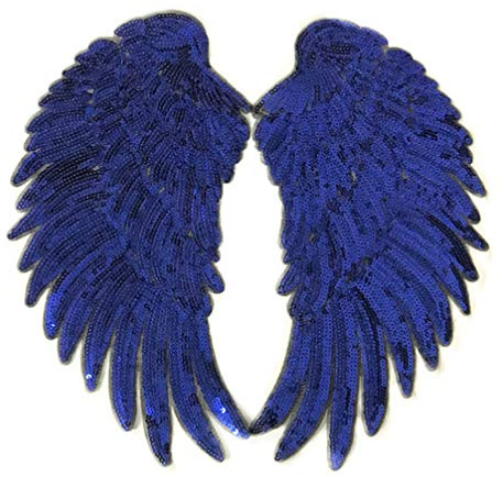 FOMIYES Pailletten-Flügel-Set: 1 Paar Engelsflügel, glitzernde Applikationen, Flügel, bestickt, für Kleidung, Jeans, Blau