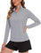 TACVASEN Damen UV Schutz Shirt Langarm Sportoberteil Schnelltrocknend Surftop Badeshirt Reißverschluss (S, Hellgrau)