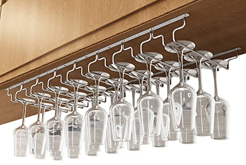 V3VOGUE Weingläser Halter Unter Dem Schrank, Stielgläserregal Mit Schrauben, 3/4/5/6/7/8 Schienen Stemware Racks, Weinglashalter Für Familie Restaurant Hotel Bar (Row : 8Row, Size : Width: 28cm)