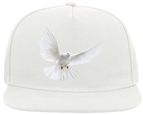 Dove Spreading Wings White Pigeon 5 Panel Snapback Flat Visor Cap Hat Baseballmütze Weiß
