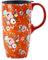 DUSVALLY Grande tasse à café en céramique avec couvercle - 500 ml - Fleur orange