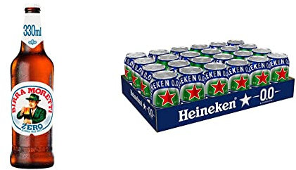 Birra Moretti Zero Alcohol Free Beer 24 x 330ml Bottles & Heineken 0.0 Alcohol Free Beer Cans, 24 x 330 ml