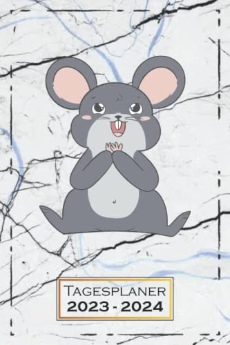 Tagesplaner 2023-2024: Maus, Tier | A5 (6x9) | Softcover | 1 Woche auf 2 Seiten | mit Monatsübersicht & Kontakttabelle | Terminkalender, Wochenplaner | Tiermotiv | qd1