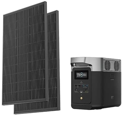 EF ECOFLOW DELTA 2 Tragbare Powerstation 1024Wh mit starrem Solarpanel 2x100W, Solar Generator LiFePO4-Batterie, Photovoltaikmodul ideal für Balkonkraftwerk für Camping