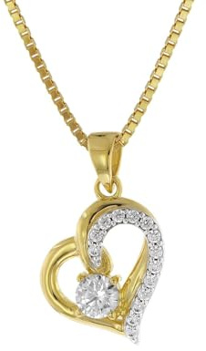trendor Ketten-Anhänger Herz Gold 333/8K an goldplattierter Silberkette | zauberhafter Halsschmuck für Frauen, diese Halskette ist eine tolle Geschenkidee,