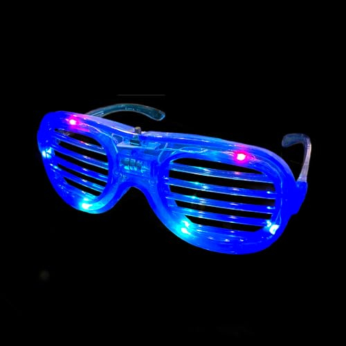 BF Souvenirs LED Brillen Partybrille, 4 Farben, leuchtet, blinkt, Atzenbrille, Atzen/Hochzeit/Konzert/Party (Blau)