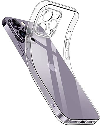 Captor Cover Trasparente per iPhone 14 Pro 6.1 Pollici, Custodia TPU in Silicone Flessibile Morbida, Alta Qualità con Bordo Rialzato per Schermo e Protezione Fotocamera