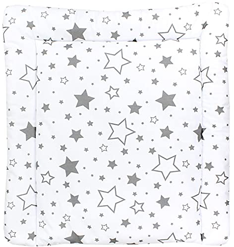 TupTam Baby Wickeltischauflage mit Baumwollbezug Gemustert, Farbe: Graue Galaxie, Größe: 70 x 50 cm