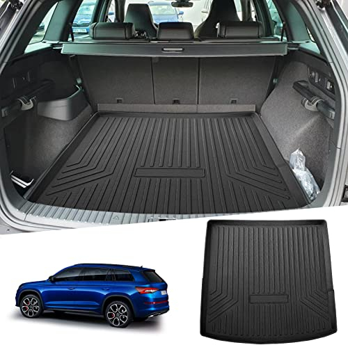 Ruiya Kompatibel mit Skoda Kodiaq RS (5 Sitzer) 2016-2022 2023 Kofferraumwanne Matten, Kodiaq Kofferraummatte Kodiaq Allwetter-Innenmatten Kofferraummatten Antirutschmatten für Kodiaq Zubehör