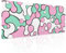 aportt Tapis de souris motif dessin animé géométrique japonais avec base en caoutchouc antidérapant et bords cousus - Taille XL - 80 x 30 cm - Rose vert