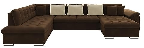 Mirjan24 Eckcouch Ecksofa Niko Bis, Design Sofa Couch mit Schlaffunktion und Bettkasten U-Sofa Farbauswahl Wohnlandschaft vom Hersteller (Ecksofa Rechts, Magic Velvet 2299 + Magic Velvet 2250)