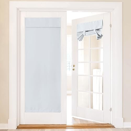 NICETOWN Türrollos für Wohnzimmerfenster, wärmeisolierte Türvorhänge für Türverkleidung Privatsphäre Tricia Französischer Türvorhang für Küchen-Haustür, 1 Paneel, 91,4 x 203,2 cm lang, Grauweiß