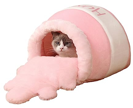 Cat Nest, Honey Pot Cat Nest, Winter Thick Foldable Closed Honeypot Shape, Comfortable Pet Cat House, Can be Placed in The Dining Room, Study Room, Bedroom, Living Room (B)