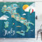 Duschvorhang 120x200 cm Italien Duschvorhänge 3D Italien Shower Curtains Textil Anti Schimmel Wasserdicht Dusch Vorhang für Badewanne Polyester Stoff Waschbar Bad Vorhang mit 8 Haken