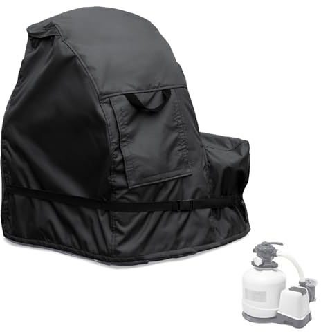 okcool Sandfilterpumpenabdeckung für Intex Krystal Clear Sandfilterpumpe, wasserdicht, Anti-UV-Poolpumpe, Sandfilterabdeckung, verbesserte Reißverschluss-Öffnung (schwarz)