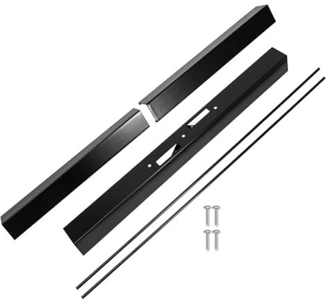 TRITAM Verstellbares Kaminstangen-Set, Stange und Volant-Set, Zur Nivellierung des Kamingitters Aus Schwarzem Metall für Kamin-Funkenschutz