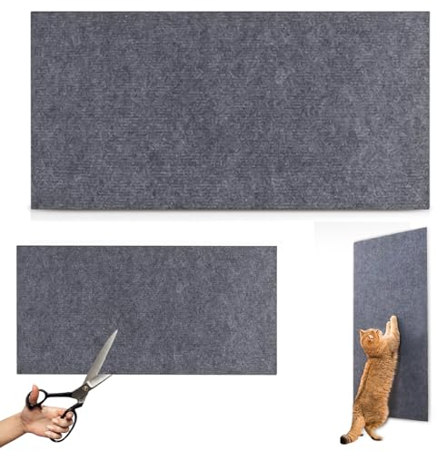 WIYETY Rascador para Gatos: Alfombra Autoadhesiva Antideslizante, Protector Contra Arañazos para Sofá, Muebles y Esquinas en Gris Oscuro