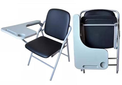 Konferenzstuhl Mit Schreibtafel, All-in-One-Bürostuhl, Mehrpersonen-Trainingsstuhl, Robuster Klappstuhl Aus PU-Metall (Color : Black*2, S : 45 * 51 * 82 cm)