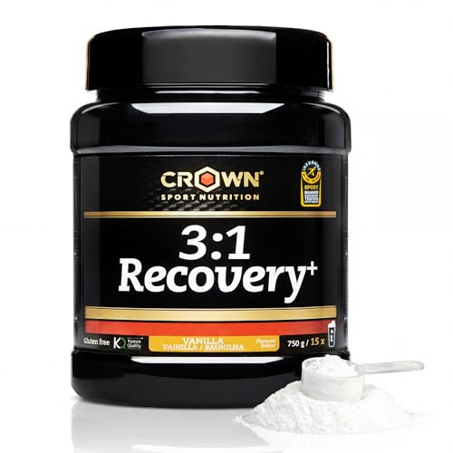 Crown Sport Nutrition 3:1 Recovery+, Muskelaufbauer mit Whey-Protein-Isolat, schnelle Aufnahme und hoher Aminosäurengehalt (750 g, Vanille)