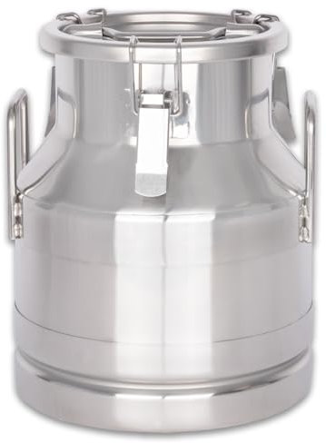 Beeketal 'BMK-8' Milchkanne Transportkanne 8 Liter aus Edelstahl, auslaufsicherer Deckel mit Spannverschluss und Gummidichtung, Molkerei Milch Kanne zum Transportieren oder zur Aufbewahrung