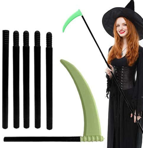 WJnflQN Oggetti di Scena per Falce di Halloween, Oggetti di Scena per Falce del Tristo Mietitore,Falce Lunga per Bambini e Adulti | per Falce da 6,2 Piedi per Halloween, Falce