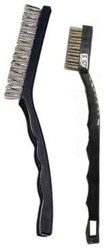 2x Wire Brush Set Stainless Steel Bristles Metal Rust Remover Paint Scrubbing 2-Sizes Grip Handle Brushes for Welding Slag And Kitchen Dirt Cleaning
