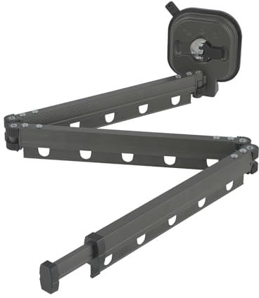 Yallmie Tendedero Plegable de Pared 3 Brazos, Tendedero Retráctil Giratorio Carga 6.5kg Tenderetes de Ropa Plegables Aluminio con Ventosa, Sin Taladrar Tenderete de Pared Plegable Extensible