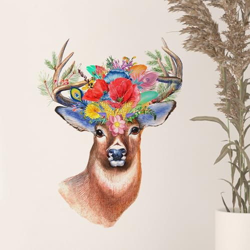 astylishome Wandsticker Kinderzimmer Mädchen Wandtattoo Hirsch Abziehen und Aufkleben Selbstklebende Abnehmbare Wandaufkleber für Wohnzimmer Schlafzimmer Wanddeko 1514