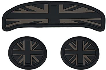 Mini F54 Car Cup Coaster, Set of 3 Anti-Slip Coaster Storage Box Silicone Shockproof Mat for Mini Cooper F54 Clubman Cup Holder Car Accessories (Black Flag)