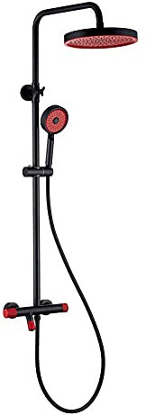 duschset, Thermostat-duschsystem, Wand-duscharmatur-Set mit 10-Zoll-duschkopf, brauseschlauch, duschset, Badezimmer mit wanneneinlauf und handbrause, rot
