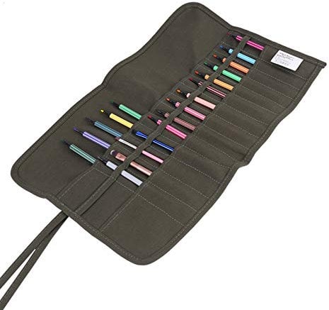 Painting Brush Organizer Bag,30 Holes Roll Up Canvas Drawing Brushes Bag Artist Draw Pen Watercolor Oil Brushes Storage Case Tool Organizer Bag for Brush Scraper Utility Knife