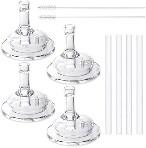 4 Pack Replacement Straw and 2 pack Straw Brush Compatible with Grosmimi Straw Cup Stage2, Silicone Straw kit Replacements Soft Silicone Straws, No Spill BPA Free