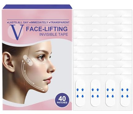 Invisible Tape, Neck Tape Lifting Invisible, Invisible Face Tape, Eye Tape Lifting, Face Tape, PU Material, Skin Tape for Lifting Sagging Skin, Double Chin, 2.36x0.39x3.54 Inches