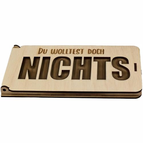 KIWISTAR UG - Geldgeschenk Box - Du wolltest doch nichts - 3-4 mm Holz - Geschenk für Geld oder anderes - Geburtstag - Geburtstagsgeschenk - Jugendweihe - Konfirmation