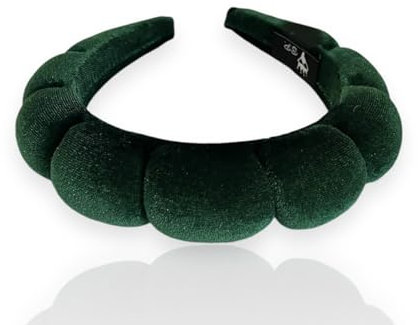 Bottega della Principessa -Bandeau de cheveux Femme bombé en Velour-Bandeau Skin Care viral Tik Tok-pour Beauty routine, Maquillage, Spa-avec étui en organza (Vert émeraude, Serre Tete)