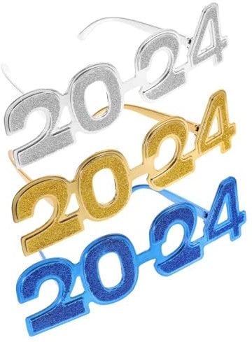 Generisch 3st 2024 Digitale Brille Neuartige Brillen 2024 Brillen Neujahrs-requisiten Schnapsbecher Silvesterbrille 2024 Fake-brille Für Steampunk-brille Trinken Zubehör Neon Pint Stk