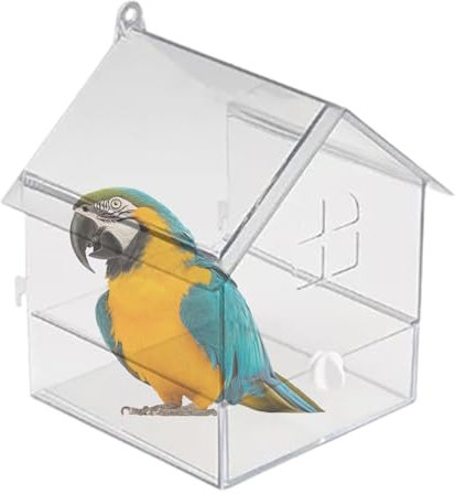 Xistuoz Baignoire pour cage à oiseaux, boîte de douche pour perruches, baignoire à oiseaux avec tiroir – Grande baignoire anti-fuite, accessoires de cage pour calopsitte