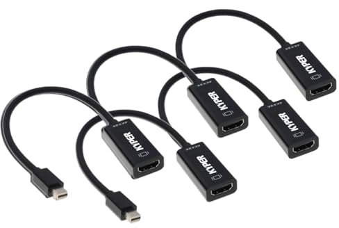 Kyper USKyper-424K 5 Pack 4k Mini DisplayPort to HDMI Adapter Mini DP Compatible for Thunderbolt MacBook Pro, MacBook Air, Mac mini, Microsoft Surface Pro 3/4 (5, Black)