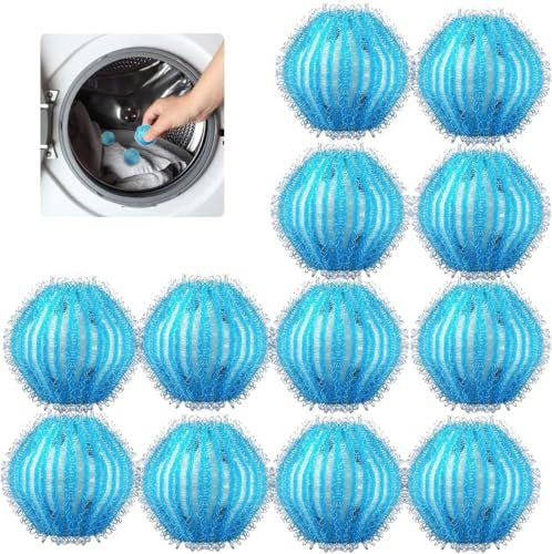 12 Stücke Tierhaarentferner Waschmaschine, Fusselball für Waschmaschine, Anti Fussel Bälle Waschmaschine, Wiederverwendbar Fusselbälle Waschmaschine, Zur Entfernung von Tierhaaren