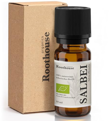 Roothouse-Organics® Bio Salbeiöl - 100% naturreines ätherisches Öl - Salvia Officinalis- echter Salbei Duft für Diffusor und Duftlampe geeignet - 10 ml