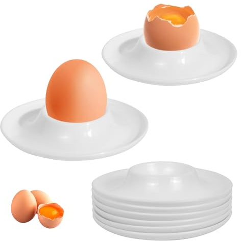 Realjoy 8 Pcs Egg Cups, Egg Holders, White Plastic Egg Stand for Hard Soft Boiled Eggs, Egg Cup for Kitchen, Breakfast, Easter
