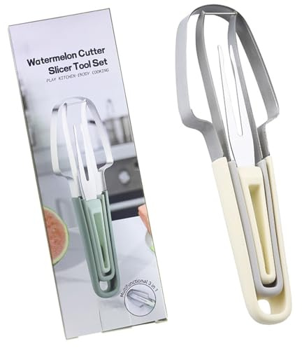 2024 3-in-1 Watermelon Slicer Tool Stainless Steel Cutting Knife Windmill Machine Summer Fruit Multifunctional for Cantaloupe Easy to Use and Clean Set