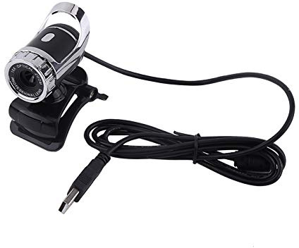 Yanmis 360° Rotating USB 2.0 Webcam with Microphone for PC Online Classes, 0. Pixels Web Camera (Silver)