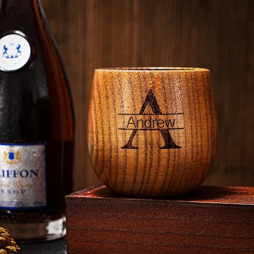 Esseur Vasos de agua de madera carbonizada personalizados, vasos de whisky grabados a medida para hombres, regalos del Día del Padre para el esposo, papá e hijo