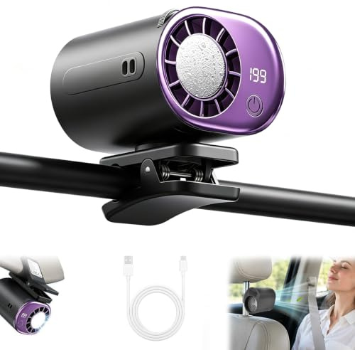 COLEESON Ventilateur Voiture, Climatiseur à clipser pour voiture | 360° avec Écran LED, 199 Vitesses Réglables, Refroidisseur d’Air pour Voiture SUV Camion Bureau Camping